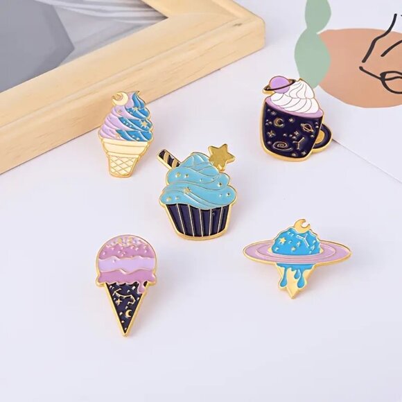 Celestial Galactic Sweets & Treats Alloy Pin 5-Piece Set - Brand New in Gift Box - Picture 4 of 16